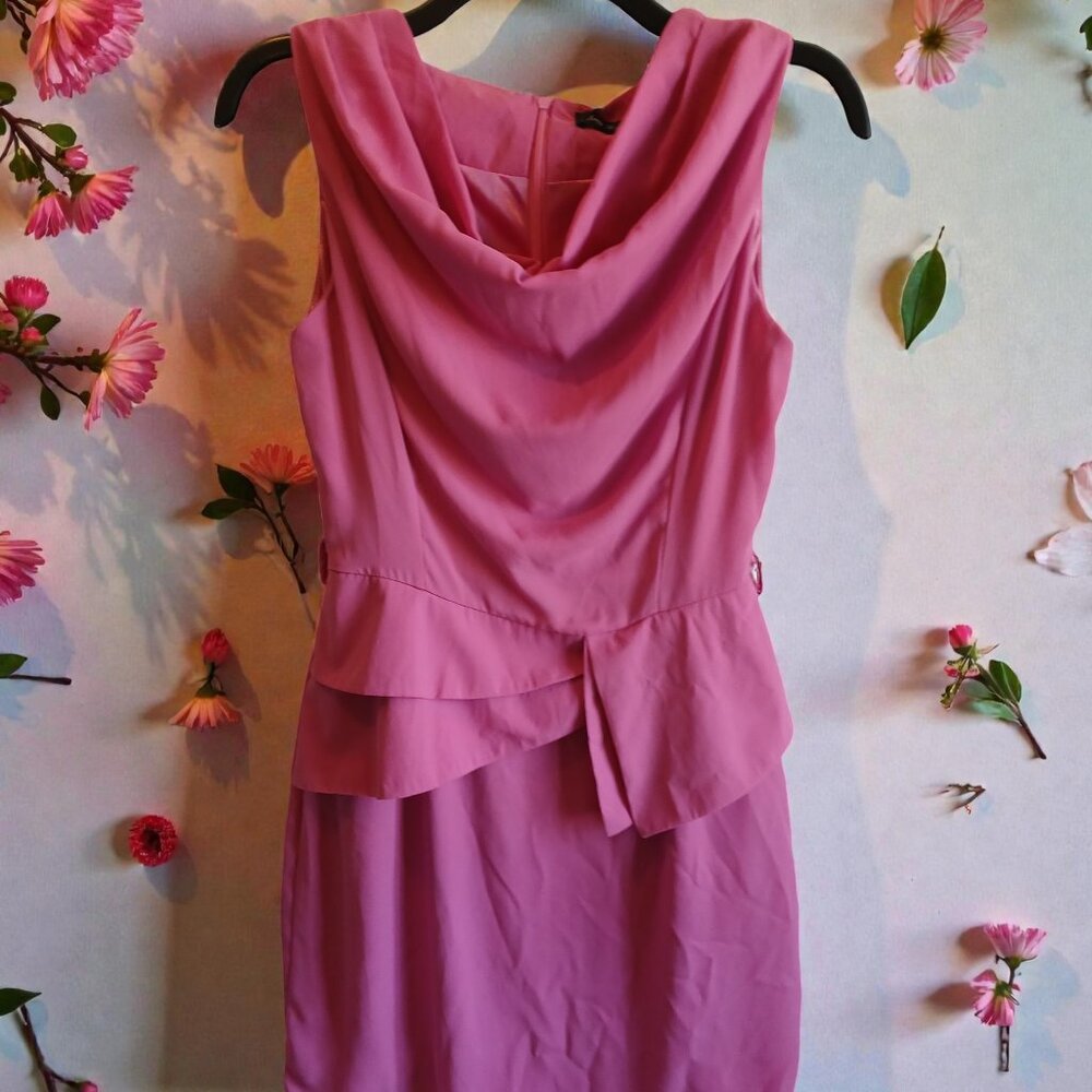 MENG FEI LU Elegant Dress with belt Medium Pink